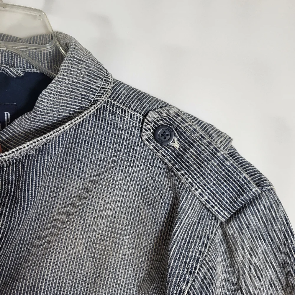 GAP blue and white striped jean jacket girls XXL #1468